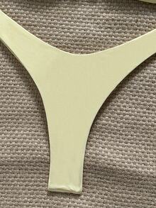 SHEIN Swim Women's Summer Solid Color Spaghetti Strap Starfish Metal Decor High Cut Sexy Tropical Bikini Set Beach Vacation White - Yellow - View 6