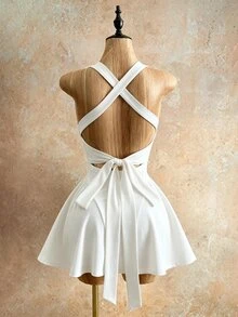 Mistrie New Women's Sexy Deep V-Neck Sleeveless Design With Shoulder Straps And Back Cut-Out Detailing, Perf - White - View 3