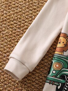 SHEIN 嬰兒男/女童可愛動物圖案修身長袖褲家居服套裝，適合聖誕節、派對、室內穿著 - 彩色 - 查看 8