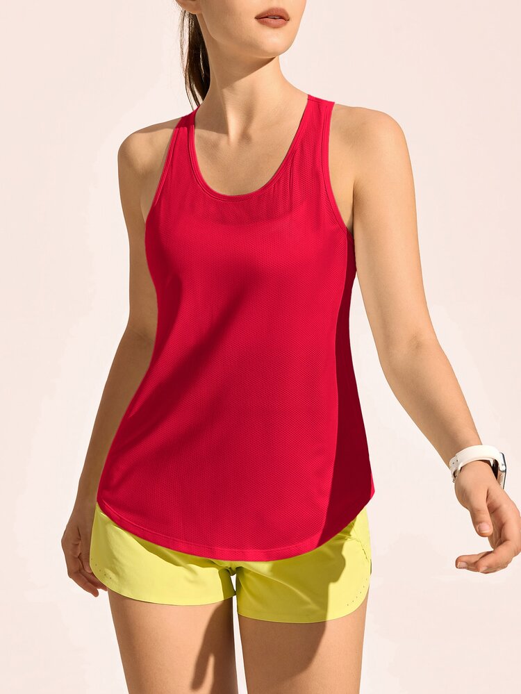 Exploreva Women's Solid Color Casual Versatile Daily Outdoor T-Shirt - Red - View 8