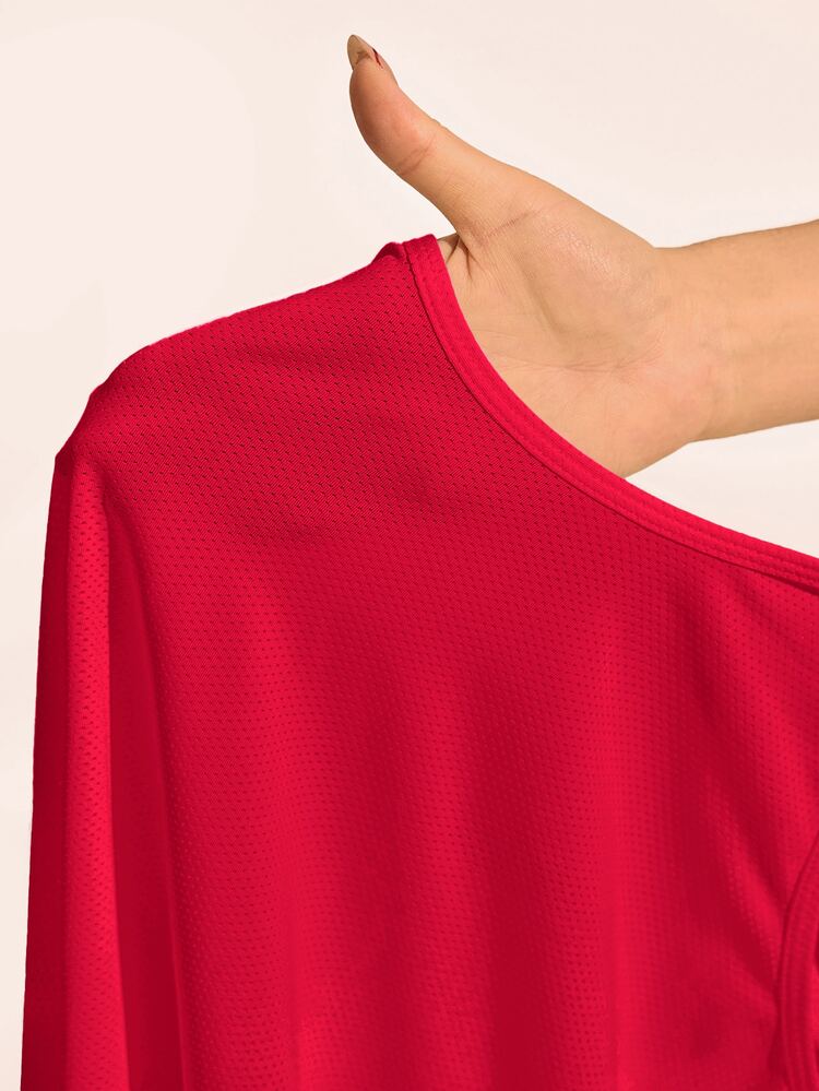 Exploreva Women's Solid Color Casual Versatile Daily Outdoor T-Shirt - Red - View 9