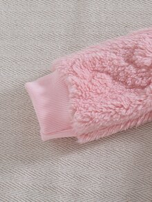 SHEIN 新生兒秋冬甜美可愛熊圖案長袖衛衣配長褲粉色2件套，柔軟面料，簡約舒適，適合室內外穿著 - 粉色 - 查看 8