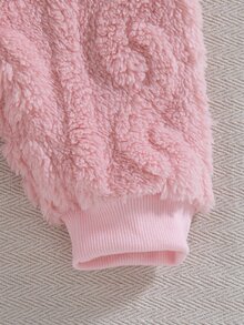 SHEIN 新生兒秋冬甜美可愛熊圖案長袖衛衣配長褲粉色2件套，柔軟面料，簡約舒適，適合室內外穿著 - 粉色 - 查看 10