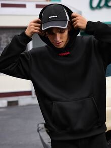 Sport MetroGents 男友风格男士休闲字母印花连帽运动衫，运动服长袖图案运动运动衫 - 白色 - 查看 4