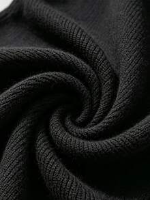 GlowEve Women's Autumn/Winter Casual Contrast Color Collar Tie Knit Dress - Black - View 6