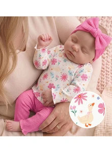 SHEIN Newborn Baby Girl Floral Print Long Sleeve T-Shirt & Pants Set - Pink - View 1