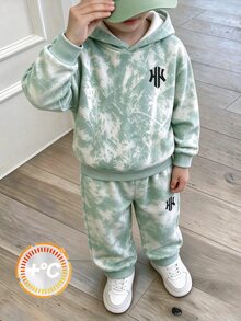 Setelan Streetwear 2 Potong untuk Anak Laki-Laki Remaja dengan Efek Gradien Denim dan Logo-Print, Terdiri dari Hoodie dan Celana Jogger Senada. - MultiWarna - View 4