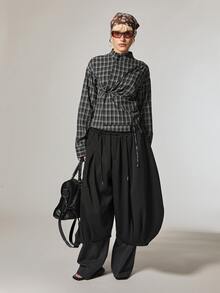 COUREZ Cropped Balloon Joggers / Y2K Pants For Women Fall Clothes For Women Autumn Outits Women Winter Pants Fall Style - Black - View 2