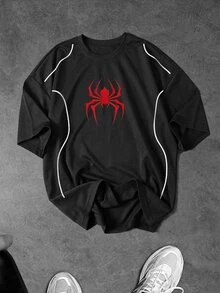 Gym Rark Men's Plus Size Spider Print Crew Neck Short Sleeve Sports T-Shirt - Black - View 2