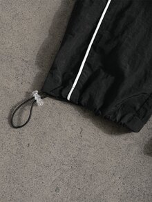 Sport MetroGents Men's Letter Print Drawstring Waist Sports Pants, Gym - Black - View 6