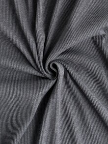 SHEIN PLUS Women Cotton Rib Knit Long Sleeve Ruffle Trim Belted Robe With Pocket Comfortable Homewear - Grey - View 8