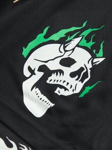 Gym Rark Men's Summer Casual Fashion Streetwear Daily Commute Skull Flame Digital Print Drawstring Waist 2 In 1 Sports Shorts, Gym, Holiday - Black - View 5