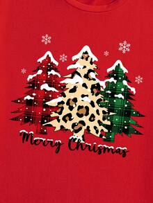 Sorvial Men's Christmas Tree Print Short Sleeve T-Shirt, Suitable As Gift For Boyfriend/Husband - Red - View 2
