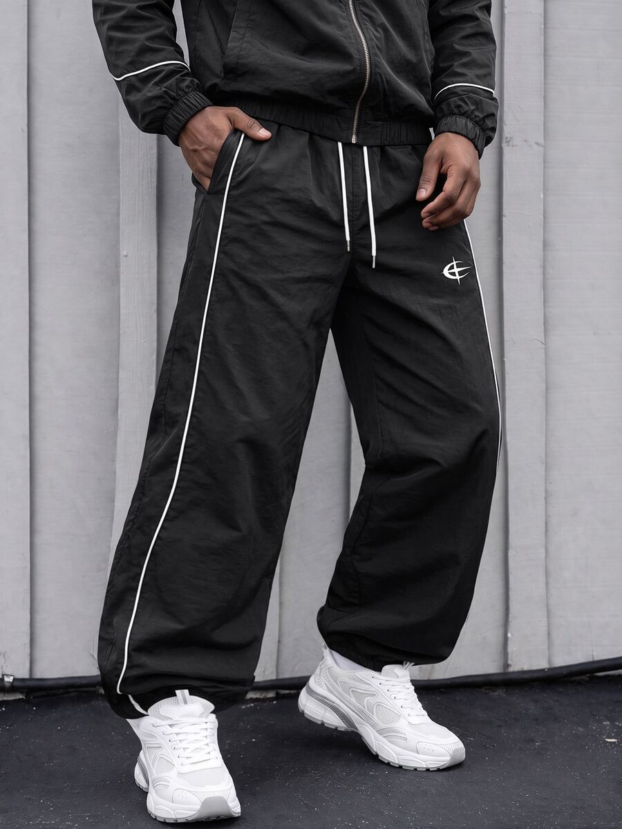 Sport MetroGents Men's Drawstring Waist Pocket Casual Daily Travel Sports Long Pants, Gym - Black - View 1