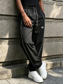 Sport MetroGents Men's Drawstring Waist Pocket Casual Daily Travel Sports Long Pants, Gym - Black - View 7