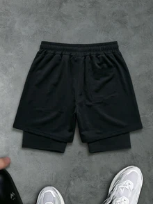 Gym Rark Men's Drawstring Waist Letter Print Casual Daily Sports Shorts - Black - View 3