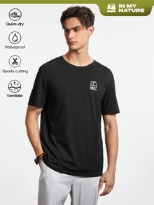 Gym Rark Men Letter Graphic Outdoor Tee - Black - View 2