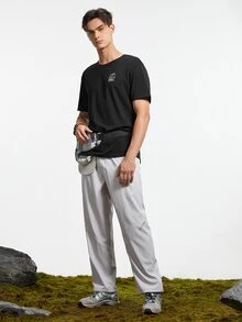 Gym Rark Men Letter Graphic Outdoor Tee - Black - View 9
