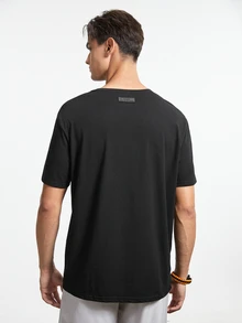 Gym Rark Men Letter Graphic Outdoor Tee - Black - View 3