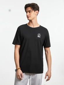 Gym Rark Men Letter Graphic Outdoor Tee - Black - View 4