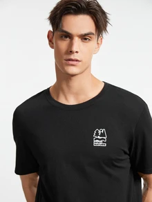 Gym Rark Men Letter Graphic Outdoor Tee - Black - View 6
