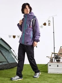 In My Nature Men's Hooded Drawstring Windbreaker Waterproof Jacket Back To School Gym Clothe Hiking Outfit Plain Zip Up,Purple Jacket - Purple - View 9