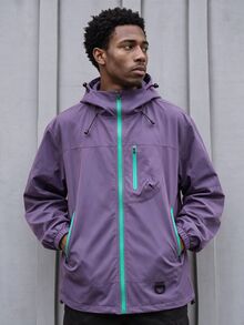 In My Nature Men's Hooded Drawstring Windbreaker Waterproof Jacket Back To School Gym Clothe Hiking Outfit Plain Zip Up,Purple Jacket - Purple - View 1