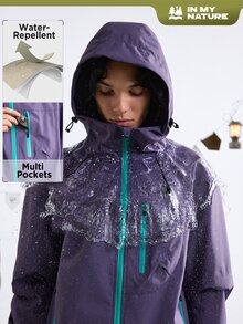 In My Nature Men's Hooded Drawstring Windbreaker Waterproof Jacket Back To School Gym Clothe Hiking Outfit Plain Zip Up,Purple Jacket - Purple - View 2