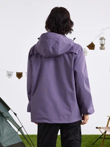 In My Nature Men's Hooded Drawstring Windbreaker Waterproof Jacket Back To School Gym Clothe Hiking Outfit Plain Zip Up,Purple Jacket - Purple - View 5