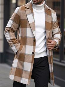 Manfinity CasualCool Men's Plaid Button-Up Long-Sleeve Coat, Autumn And Winter Style. - Multicolor - View 1