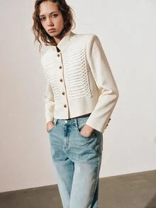 MOTF PREMIUM WOMEN'S SINGLE-BREASTED CASUAL VERSATILE DAILY LONG SLEEVE JACKET - Apricot - View 5