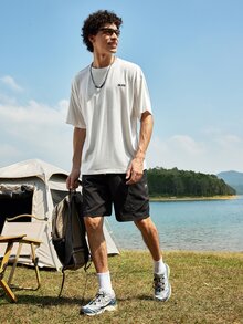 Sport MetroGents 男士字母印花圆领夏季户外短袖 T 恤 - 白色 - 查看 5