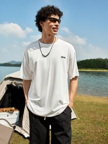 Sport MetroGents 男士字母印花圆领夏季户外短袖 T 恤 - 白色 - 查看 7