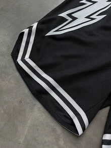 Sport MetroGents 男式条纹闪电印花抽绳腰运动短裤健身服跑步短裤 - 彩色 - 查看 7