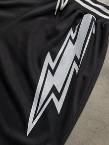Sport MetroGents 男式条纹闪电印花抽绳腰运动短裤健身服跑步短裤 - 彩色 - 查看 6