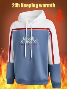 Gym Rark 男友风男士休闲字母印花撞色抽绳卫衣，春秋必备卫衣 - 藍白色 - 查看 2