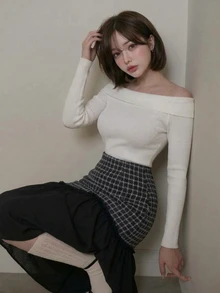 FRIFUL Women's Plaid Colorblock Casual Daily Skirt - Grey - View 7