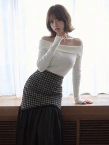 FRIFUL Women's Plaid Colorblock Casual Daily Skirt - Grey - View 6