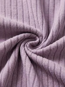 SHEIN Tall 2pcs Women Casual Cute Lavender Light Blue Relaxed Wear Set In Ribbed Knit Embroidered With Letters And Hea Lounge - Lilac Purple - View 7