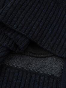 Manfinity Homme 男士條紋拼接休閒日常連帽保暖內裡開襟衫，秋季，街頭風，登山，防風外套，戶外派克大衣 - 藍色 - 查看 6