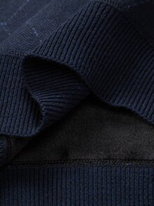 Manfinity CasualKnits Sweater Pria Kasual Leher Bulat Motif Berlian dengan Lapisan Termal, Musim Gugur/Dingin - Krem - View 6