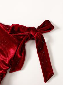 SHEIN فستان قصير الأكمام بتصميم غير متماثل على الكتف بقصة A-Line كاجوال للفتيات المراهقات في فصل الخريف/الشتاء - الأزرق - مشاهدة 5