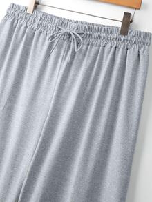 GlowEve CURVE Women's Plus Size Casual Baggy Soft Comfortable Solid Color Elastic Waist Straight Leg Light Gray Sweatpants Gym Formal Spring/Summer Airport - Light Grey - View 4