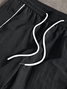Gym Rark Men's Contrast Color Elastic Waist Drawstring Casual Versatile Sports Pants Men Joggers Men Workout Pants Men Athletic Pants Sweat Pants - Black - View 4