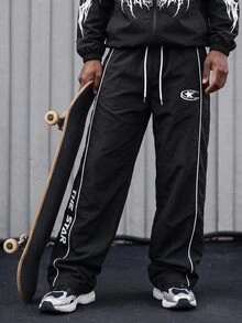 Gym Rark Men's Contrast Color Elastic Waist Drawstring Casual Versatile Sports Pants Men Joggers Men Workout Pants Men Athletic Pants Sweat Pants - Black - View 1