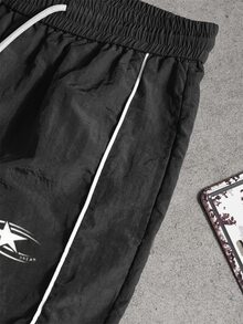 Gym Rark Men's Contrast Color Elastic Waist Drawstring Casual Versatile Sports Pants Men Joggers Men Workout Pants Men Athletic Pants Sweat Pants - Black - View 5