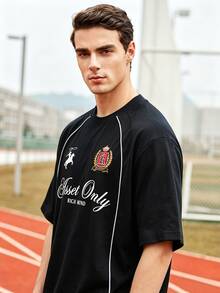 Gym Rark Men's Letter Knight Print Casual Sporty Graphic Daily Workout Travel Sports T-Shirt, Gym Black And Red Summer - Multicolor - View 5
