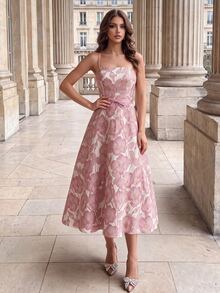 Poshira Women's Formal Ballroom Dress,Heavily Embellished Floral Graduation Gift,Fashion Suspender Summer Party Prom Dress - Pink - View 1