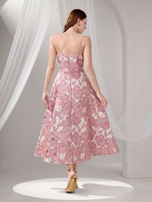 Poshira Women's Formal Ballroom Dress,Heavily Embellished Floral Graduation Gift,Fashion Suspender Summer Party Prom Dress - Pink - View 3