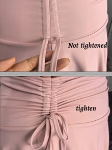 SHEIN Sovereign Charm Women's Plus Size Solid Color Asymmetric Hem Side Waist Drawstring Skort - Pink - View 8